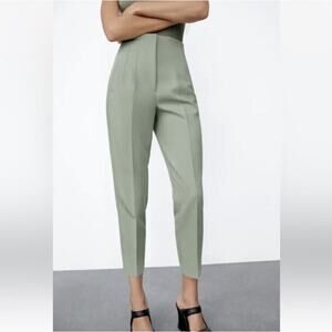 Zara Sage Green High-Waisted Trousers